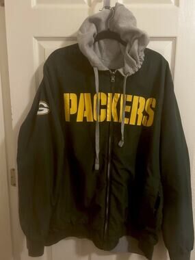 Green Bay Packers Reversible Hoodie Jacket | NFL Licensed Green/Gray | Size XXL